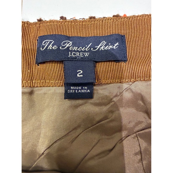 J. CREW The Pencil Skirt Tweed Orange Brown Multi Color‎ Size 2 - Picture 2 of 9